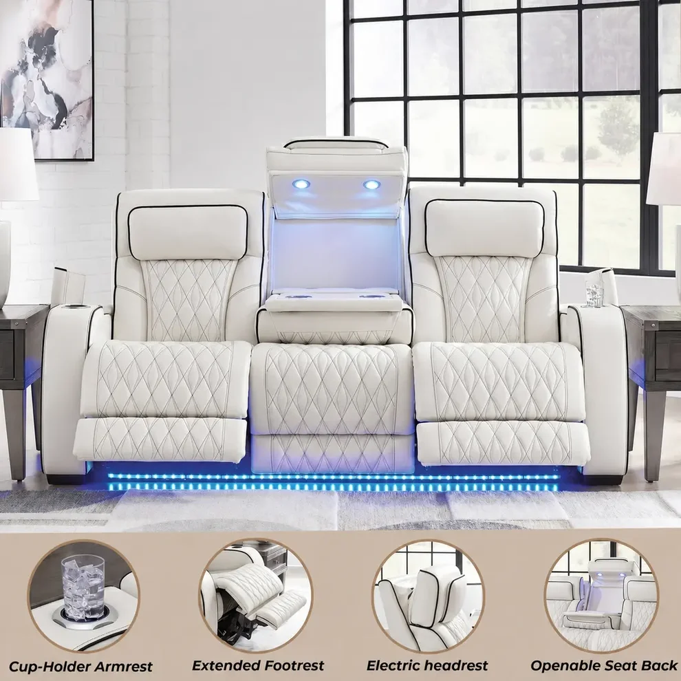 New Osman Premium Leather Smart Electric Recliner Sofa Set 3+2 Seater - Image 6