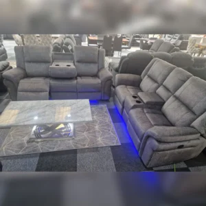 Berlino Fabric 3 +2 Seater Electric Recliner Sofa + Cup holder + LED Lights + USB port