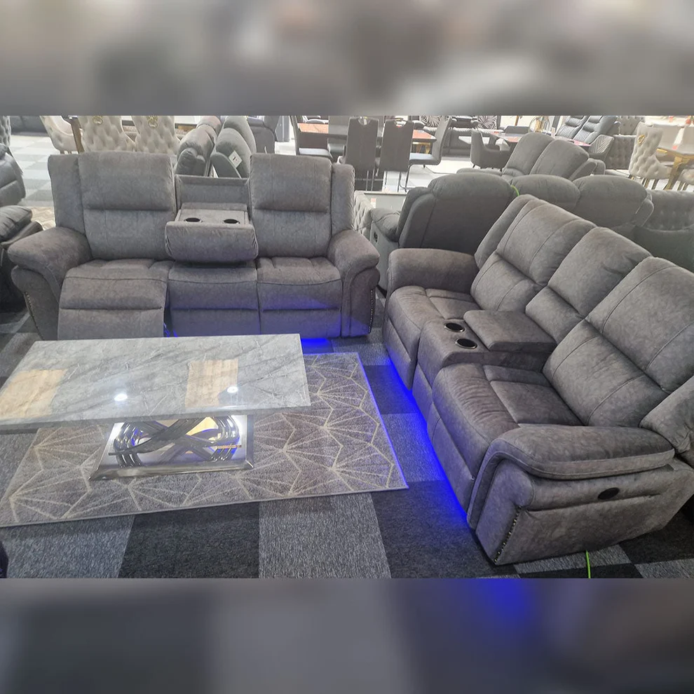 Berlino Fabric 3 +2 Seater Electric Recliner Sofa + Cup holder + LED Lights + USB port