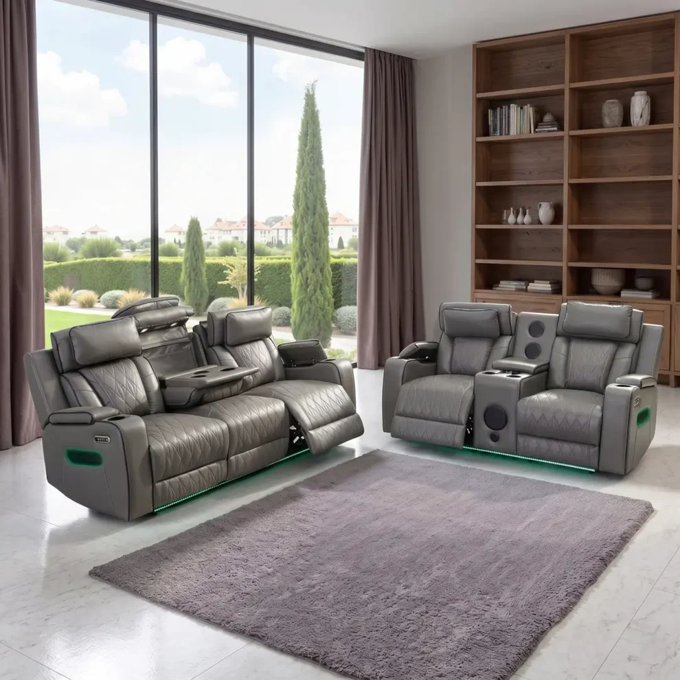 New Osman Premium Leather Smart Electric Recliner Sofa Set 3+2 Seater - Image 2