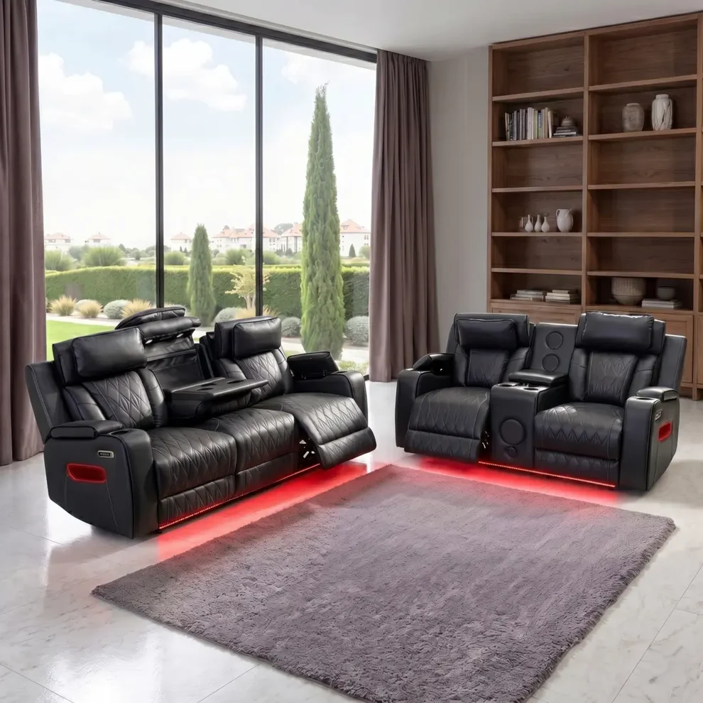 New Osman Premium Leather Smart Electric Recliner Sofa Set 3+2 Seater - Image 3